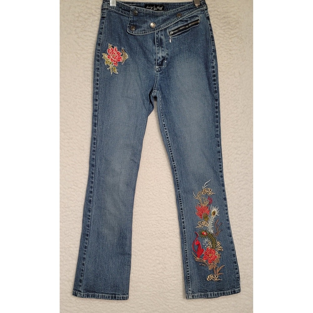Baby Phat Girls Jeans Size 12 Denim Blue Embroidered Y2K Vintage 1573